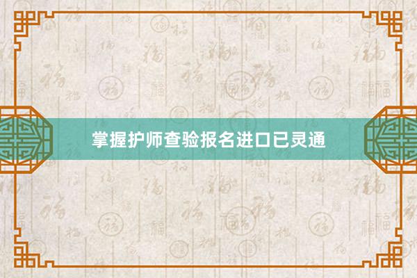 掌握护师查验报名进口已灵通